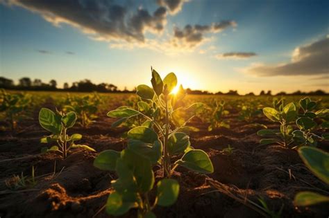 Premium Ai Image Green Agricultural Field