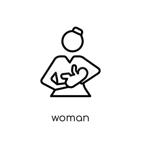 Woman Breastfeeding Icon Trendy Modern Flat Linear Vector Woman Stock