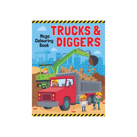 Activity Book Trucks And Diggers Mega Colouring Book Little Knick Knacks