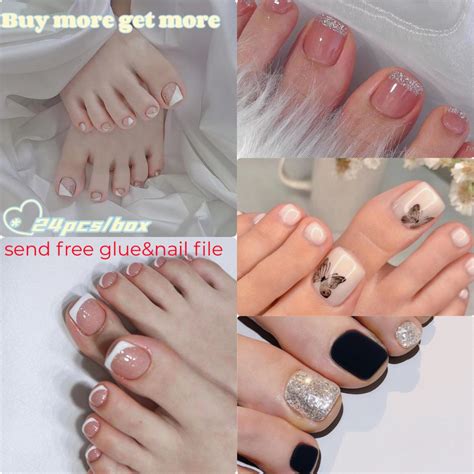 Fake Nails Set24pcs Toenails Fake Nails With Glue Toe Nails Art Fake Toe Nails With Design Hot