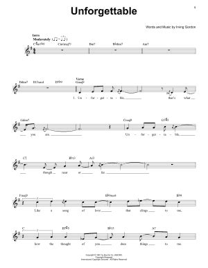 Unforgettable Pro Vocal Print Sheet Music Now