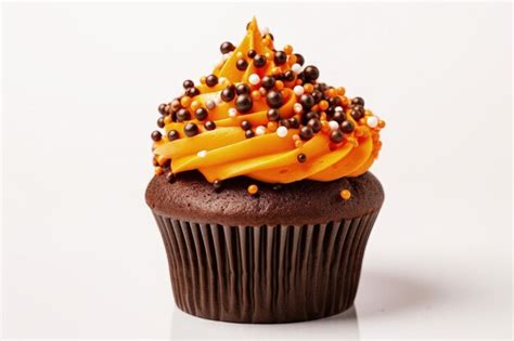 Cupcake De Halloween Con Caramelos De Colores Y Glaseado De Naranja