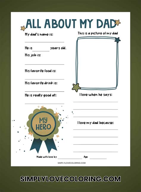 All About My Dad Worksheet Free Pdf Printables Simply Love Coloring