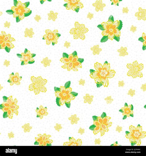 Vector Daffodil Flowers Seamless Pattern Background Bright Yellow