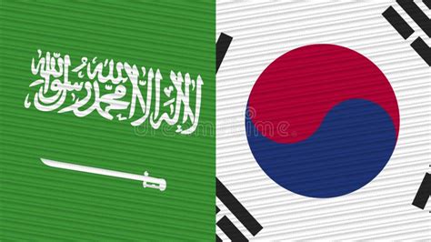 South Korea and Saudi Arabia Flags Together Fabric Texture Illustration Stock Illustration ...