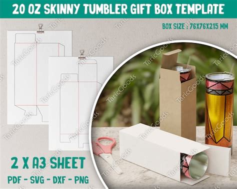 Oz Skinny Tumbler Box Template Gift Box Printable Etsy