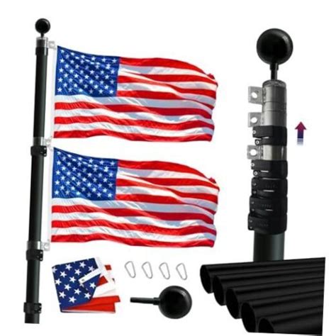 Telescopic Flag Pole Kit Ft Height Adjustable Heavy Duty Aluminum