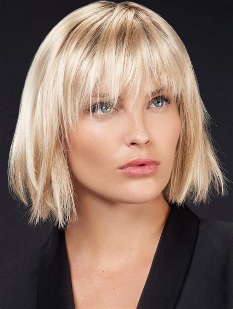 Platinum Blonde Synthetic Chin Length Straight 10 Stylish Lace Wigs