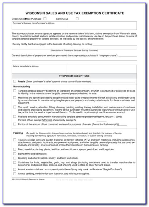 Wisconsin Sales And Use Tax Exemption Certificate Instructions Prosecution2012