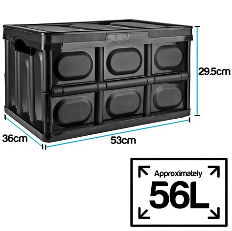 Storage Box With Lid Folding Stackable 30l 56l Lidded Plastic Crate Tub