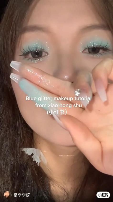 Korean Ullzang Blue Glitter Makeup Aesthetic Eyemakeup Douyin 2022