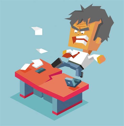 Premium Vector Angry Boss Kicking Table