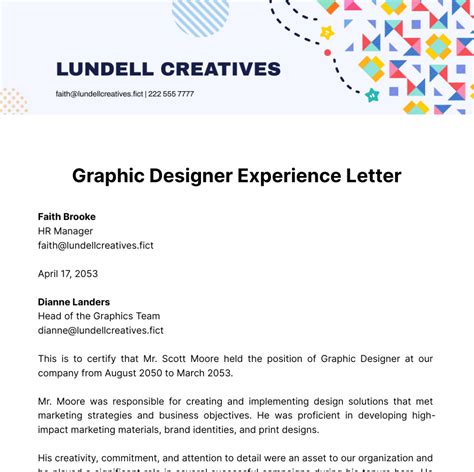 Graphic Designer Experience Letter Template Edit Online And Download