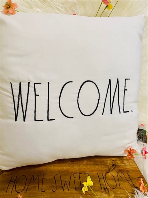 Rae Dunn Welcome Lemon Print Decorative Pillow Etsy