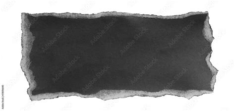 black torn paper edges, seamless horizontally isolated on white ...