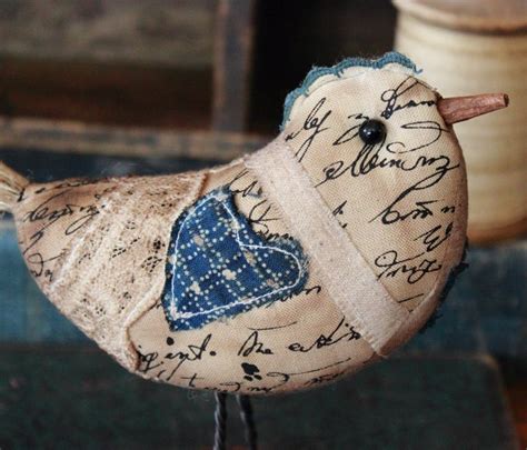 Primitive Folk Art Scrappy Standing Bird