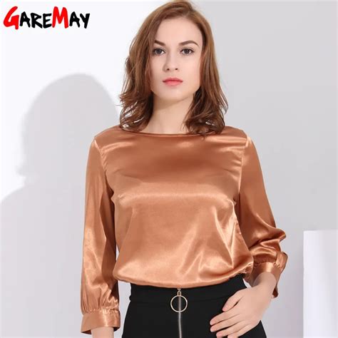 Garemaywomen Blouses Vintage Silk Plus Size Tops Femme Blouse White Office Shirt Femininas