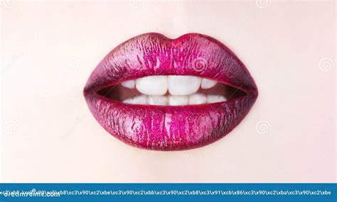 Glossy Lips Beautiful Makeup Sensual Mouth Lip Lipstick Or Lipgloss