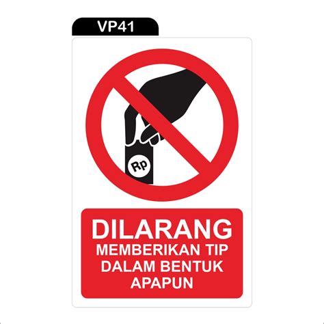 Jual Rambu Dilarang Memberikan Tip Dalam Bentuk Apapun X Cm