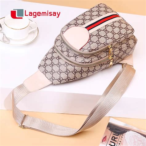 Lagemisay Women Casual Sling Chest Bag Fashion Vertical Bar Travel Shoulder Bag Pack Crossbody