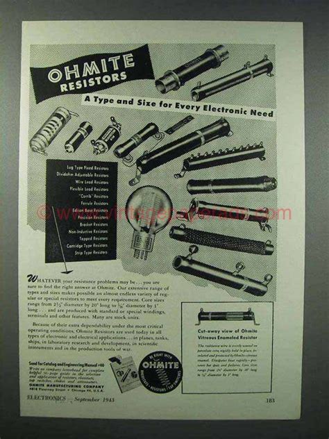 1943 Ohmite Resistors Ad Type And Size For Every Need Bi10