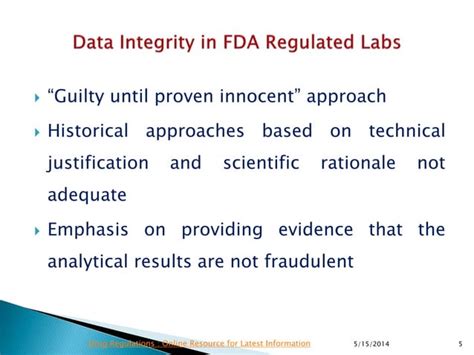 Data Integrity In Fda Regulated Labs Ppt