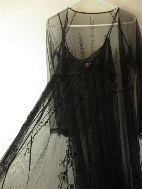Victoria S Secret Lingerie Black Sheer Gown And Robe M Gem