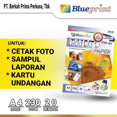 Jual Kertas Foto Kertas Glossy Glossy Photo Paper BLUEPRINT A4 230