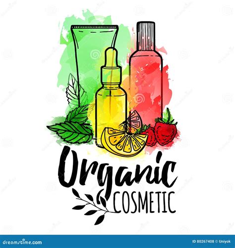 Logo Design Icon Symbol Organic Cosmetics Bottles Of Cosmetics For