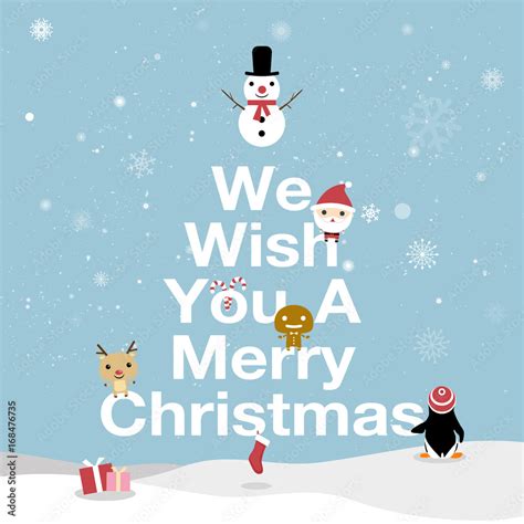 Merry Christmas Card We Wish You A Merry Christmas Text Bright