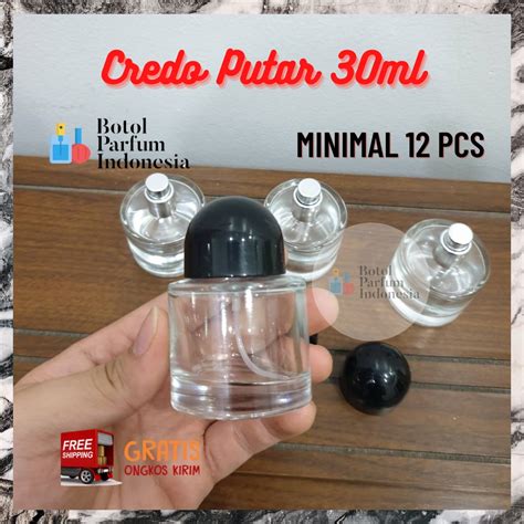 Jual BOTOL PARFUM SPRAY KACA KOSONG 30 ML CREDO BLACK CAP DRAT 30 ML