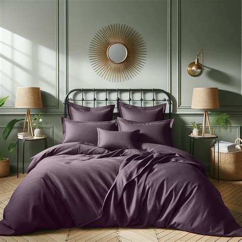 Housse De Couette 240x220 Satin De Coton Prune Leroy Merlin