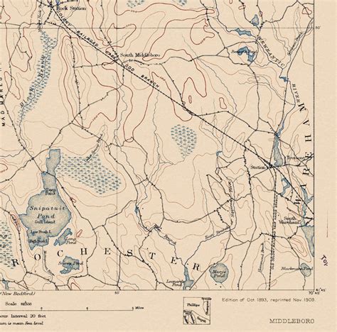 Middleboro, MA Restored Vintage Map - Etsy