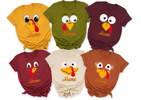 Personalized Funny Face Turkey Shirts Cute Turkey Fall Etsy