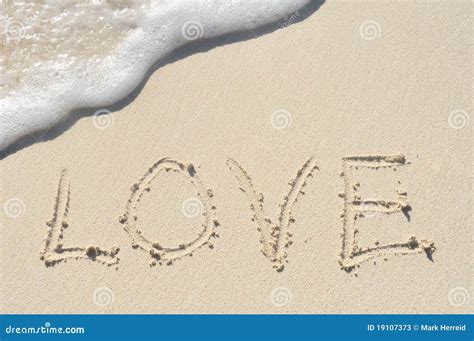 Love Written In Sand On Beach Stock Photos - Image: 19107373