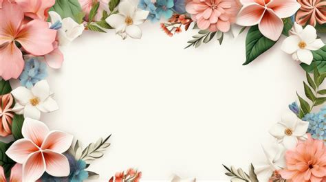 Floral Border Frame Card Template Multicolor Flowers Leaves For