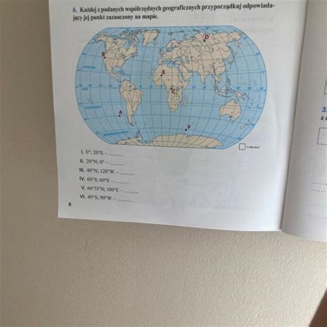 6 Każdej z podanych współrzędnych geograficznych przyporządkuj