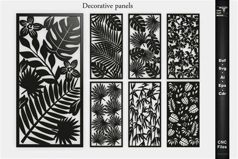 Tropical Leaves Panel Laser Cut Files Dxf Svg