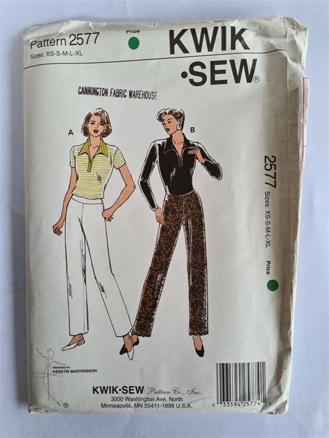 51 Kwik Sew K3663 Pants Sewing Pattern Envelope Back Giancarionitya