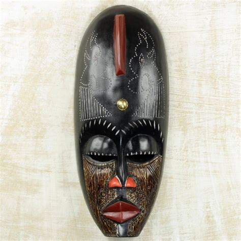 African Wood Mask Biombo Ii Wall Mask African Black Artwork