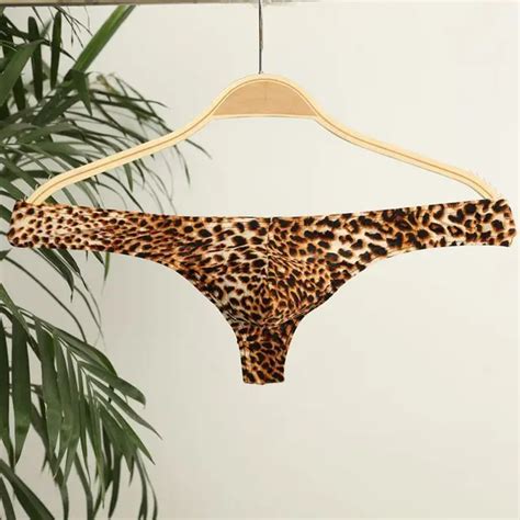 New Sexy Leopard G String Men Underwear Bulge Pouch G String Shorts Underpants Bikini Thongs