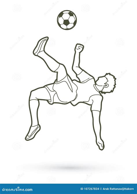 Soccer Player Somersault Kick , Overhead Kick Action Graphic Vector Stock Vector - Illustration ...