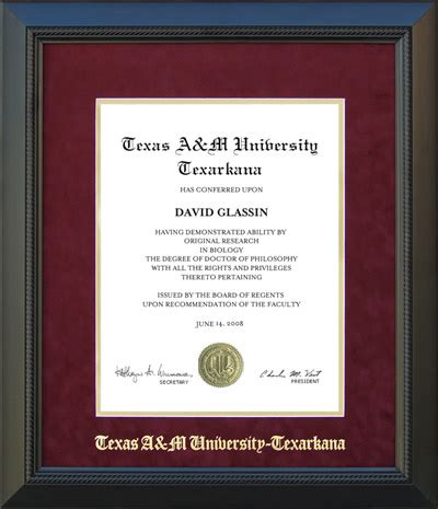 Texas A&M Texarkana Classic Diploma Frame | Frames of Achievement