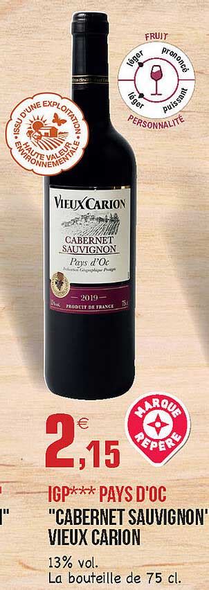 Promo Igp Pays D Oc Cabernet Sauvignon Vieux Carion Chez E Leclerc