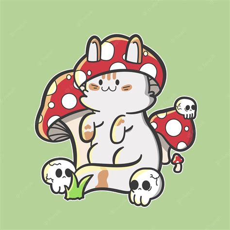 Premium Vector Mushroom Cat