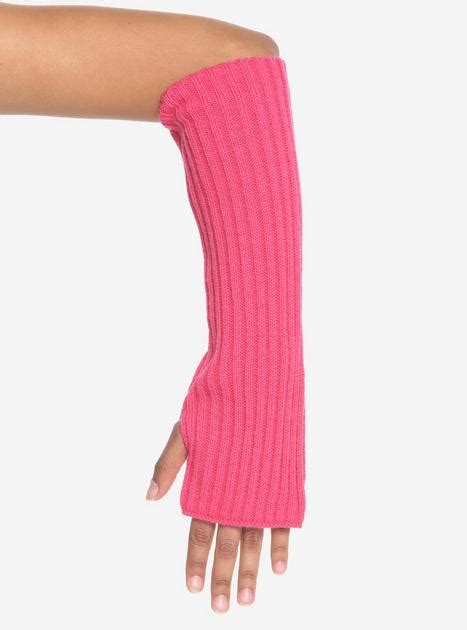 Bright Pink Knit Arm Warmers Hot Topic