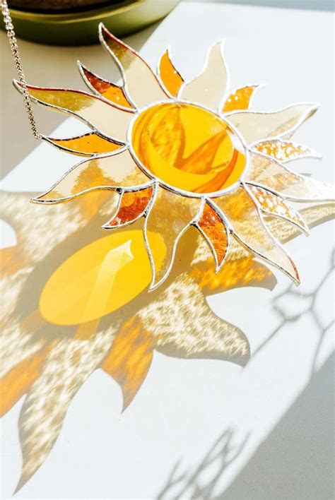 Stained Glass Suncatcher Sun Beveled Stained Glass Outdor Decor Rainbow