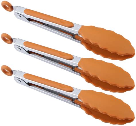 Fokelyi Kitchen Food Tongs 7 Mini Silicone Serving Tongs Set Of 3