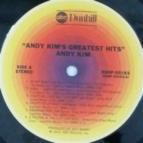 Andy Kim Andy Kims Greatest Hits Dsdp50193 Lp Vinyl Vg Cvr Shrink