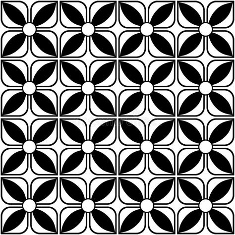 Seamless Batik Pattern Tile In Black And White Color Stock Vector